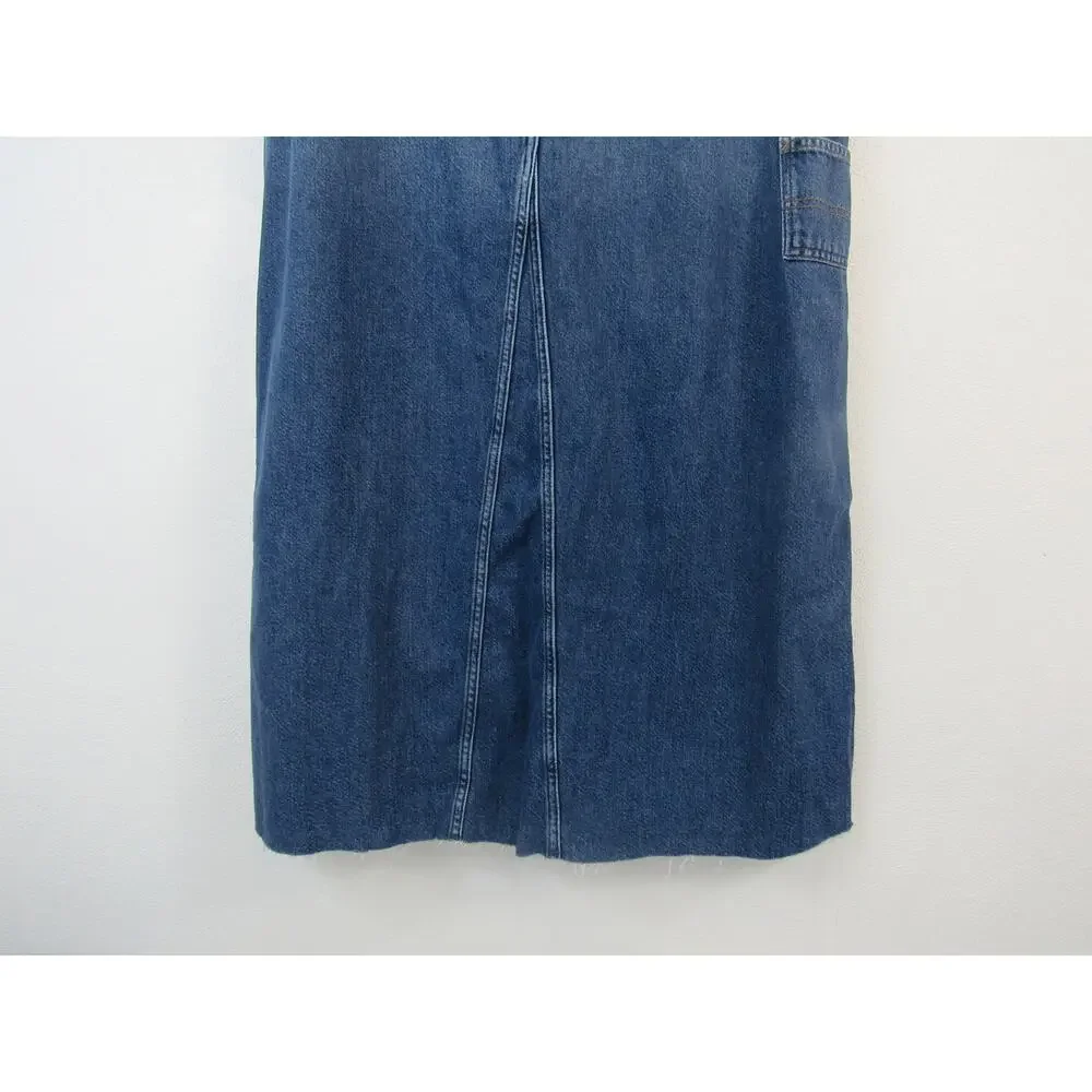 NWT Lee 33 Women's Carpenter Maxi Skirt Denim Cobalt Gleam Jean Medium Blue